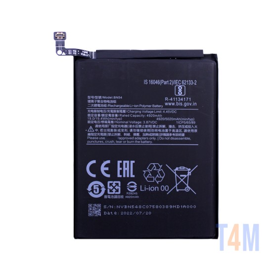 Bateria BN54 para Xiaomi Redmi 9/Redmi Note 9 5020mAh